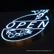 Outdoor waterproof light box open closed signs  stainless steel letter 3d logo